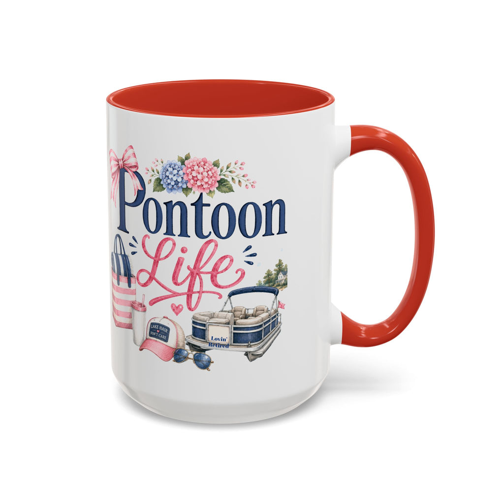 Pontoon Life Accent Coffee Mug Personalized 11oz & 15oz Coffee Cup