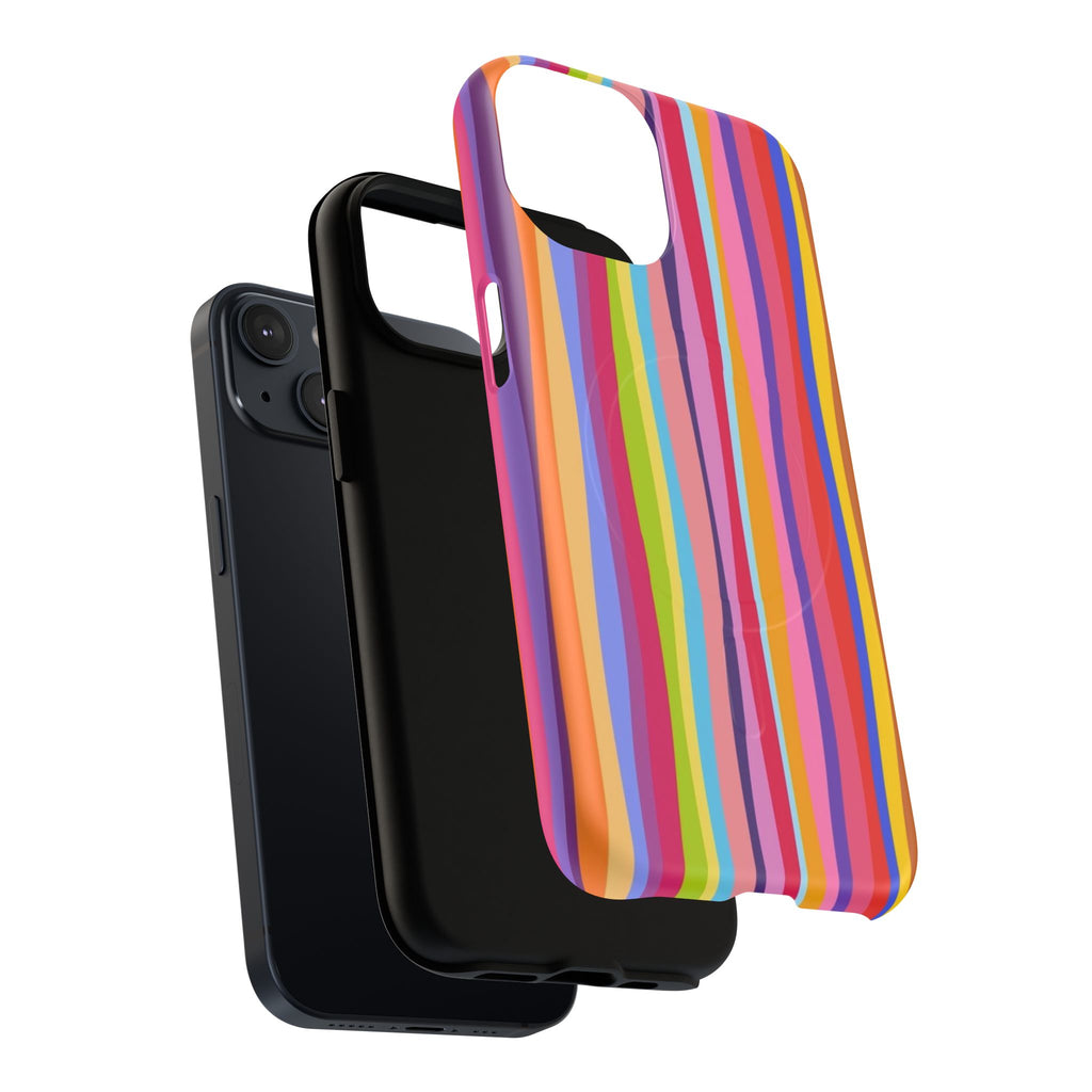 Colorful Stripes Tough Magnetic Case Protective Phone Case with Custom Stripe Design