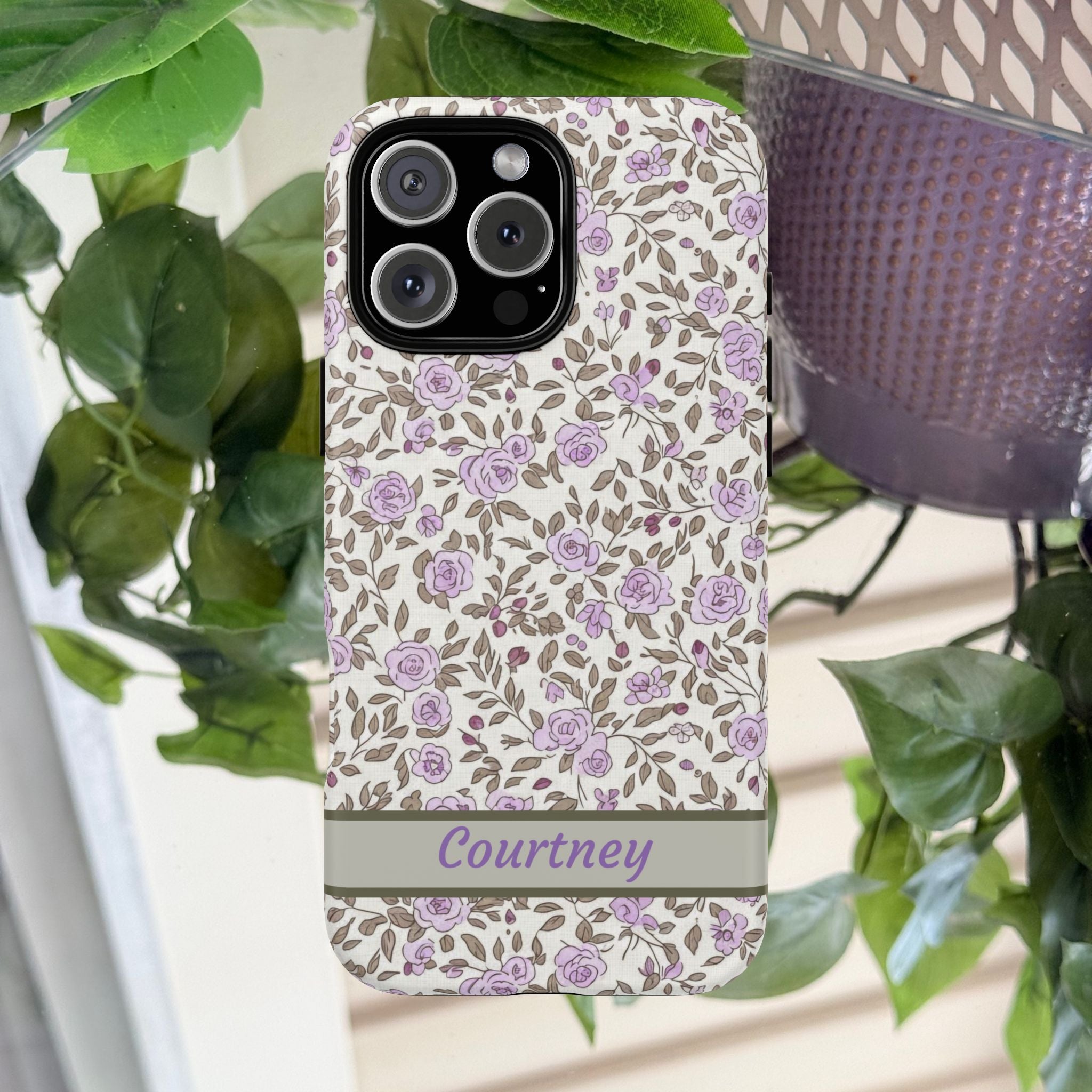 Personalized Lavender Floral Tough Magnetic Case