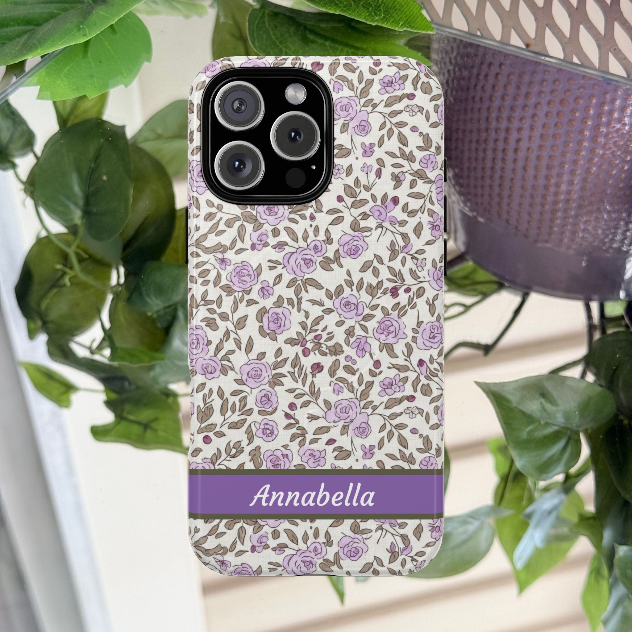 Personalized Lavender Floral Tough Magnetic Case