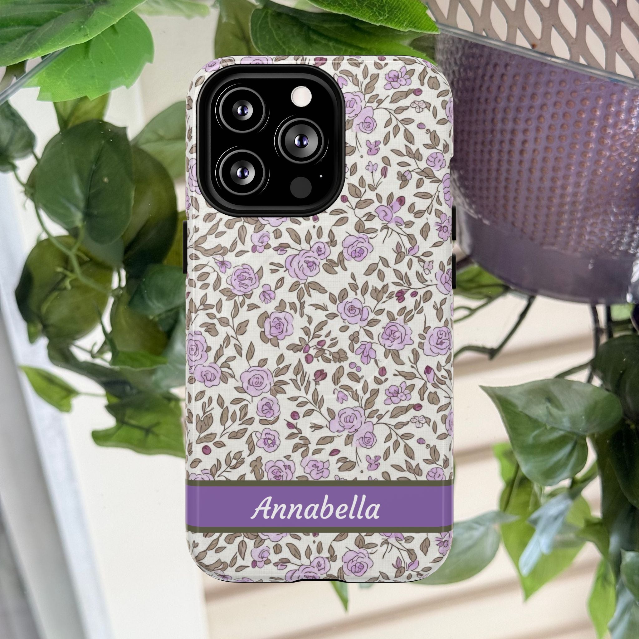 Personalized Lavender Floral Tough Magnetic Case