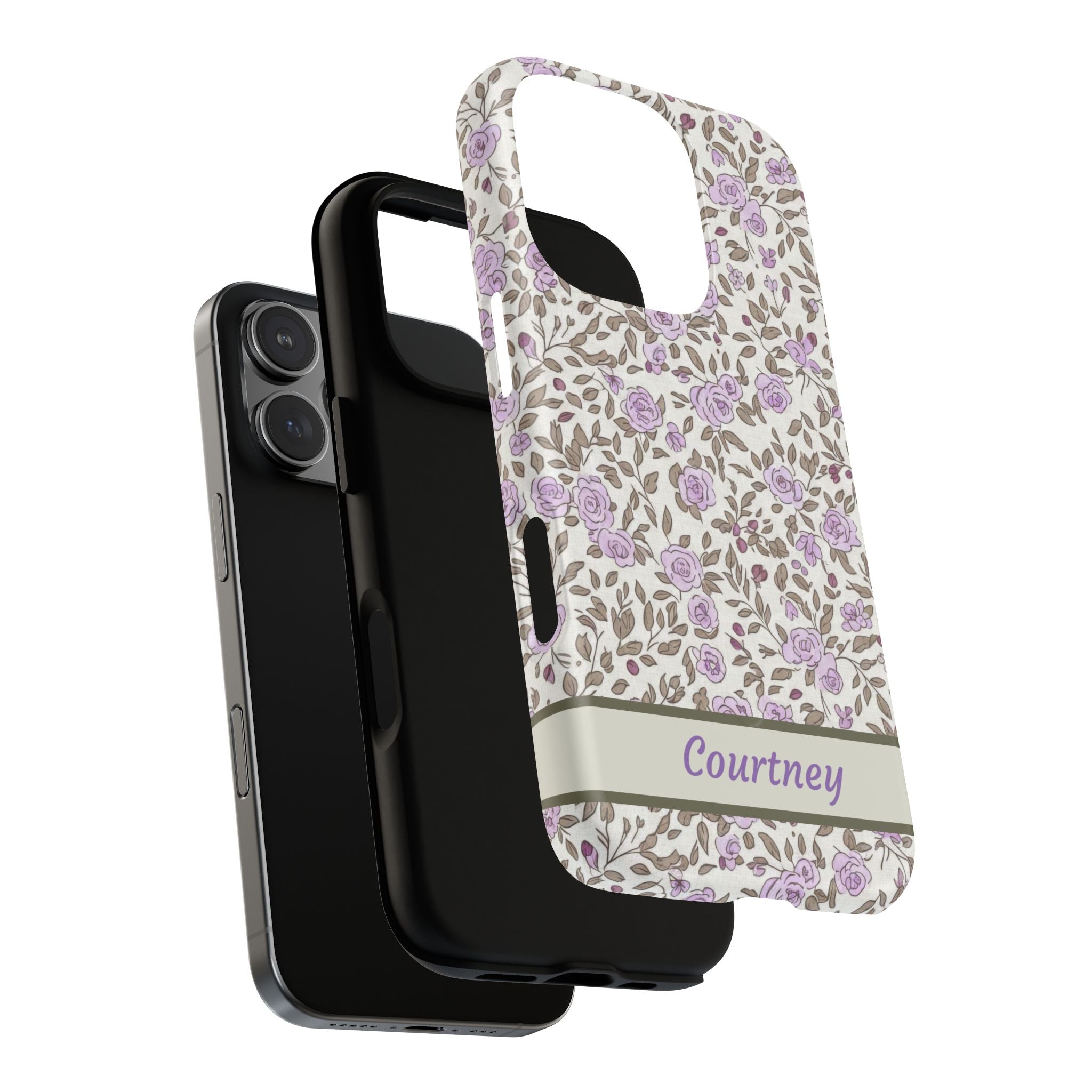 Personalized Lavender Floral iPhone Case — Tough Magnetic Protective Case