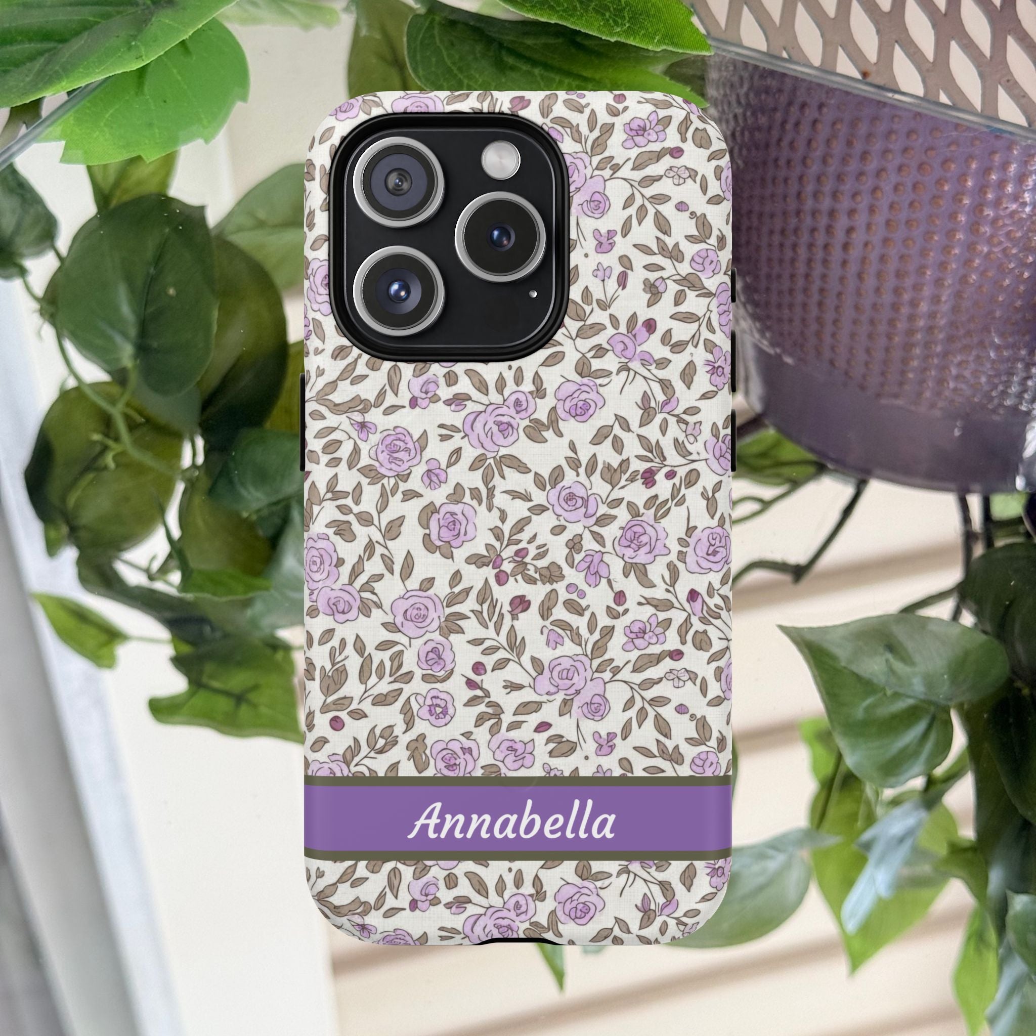Personalized Lavender Floral Tough Magnetic Case