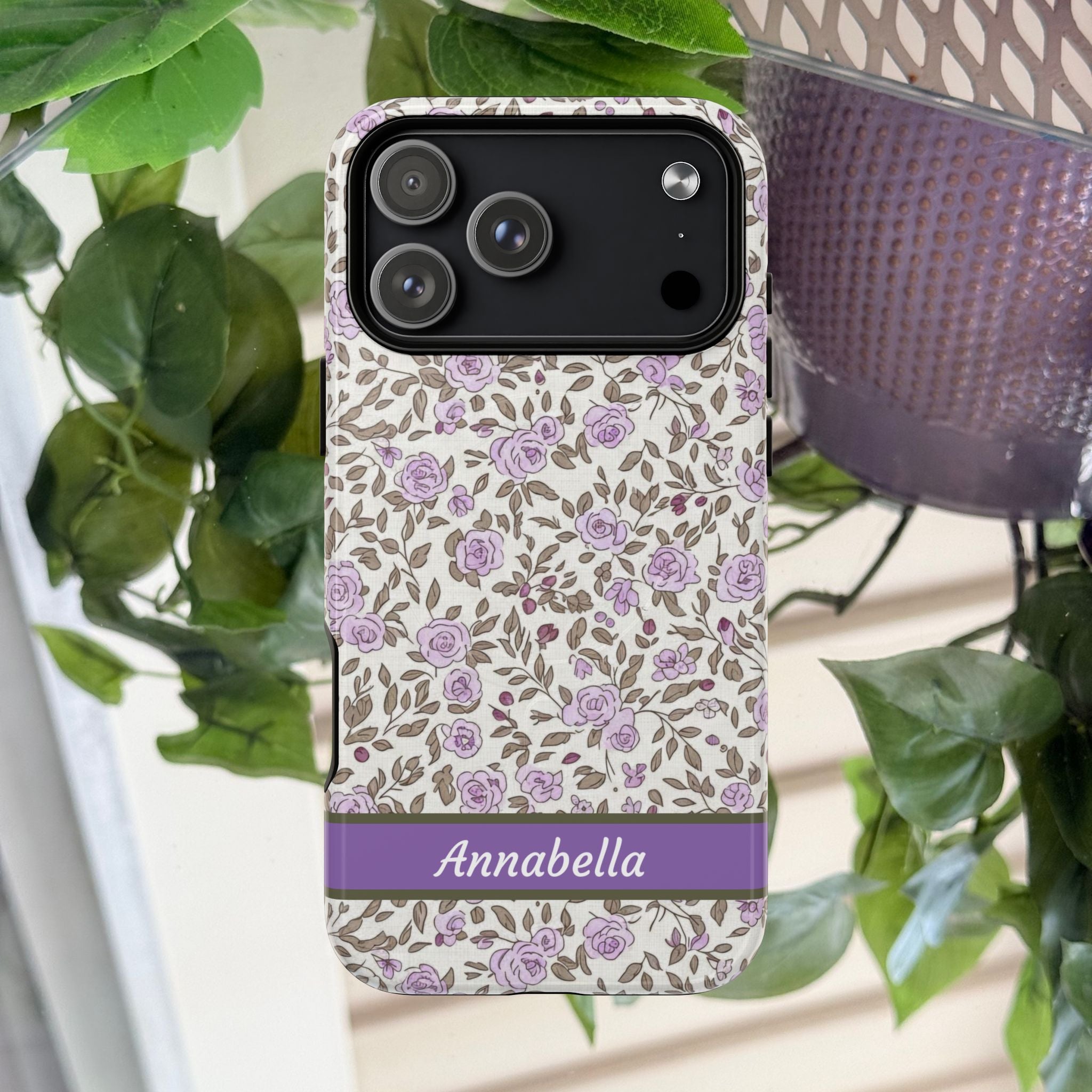 Personalized Lavender Floral Tough Magnetic Case