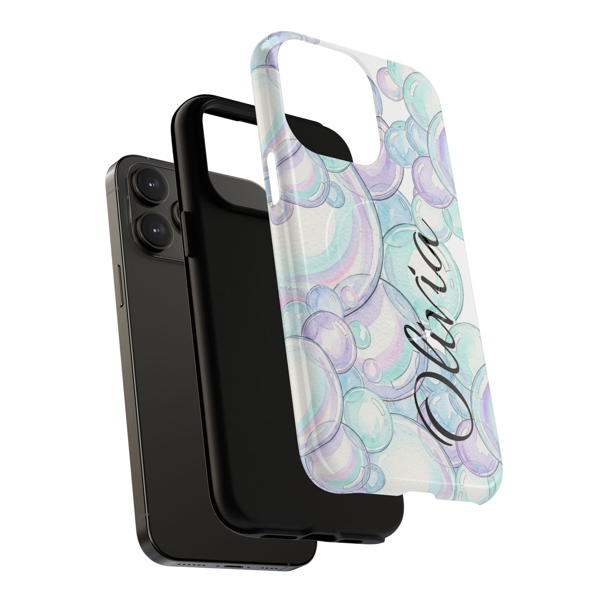 Watercolor Bubbles Magnetic Phone Case - Personalizable