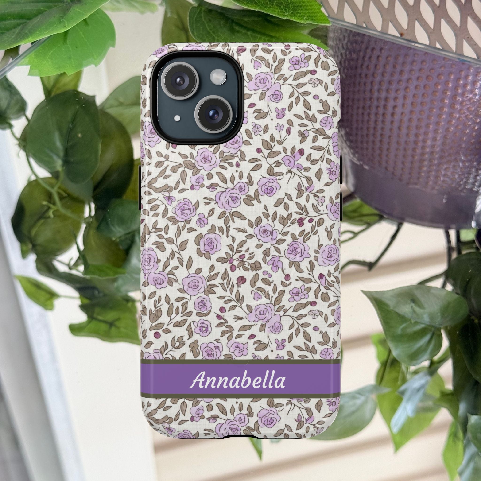 Personalized Lavender Floral Tough Magnetic Case