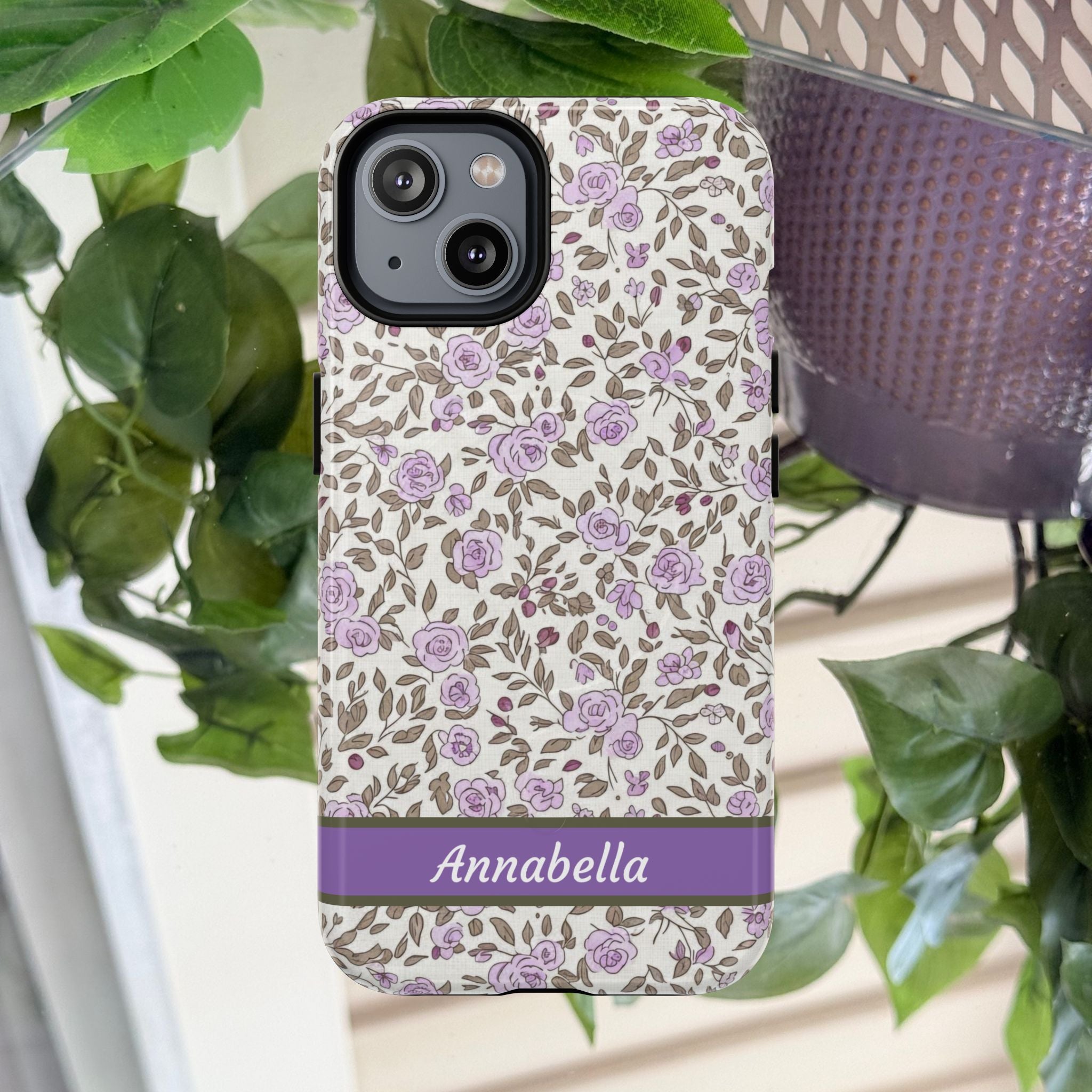 Personalized Lavender Floral Tough Magnetic Case