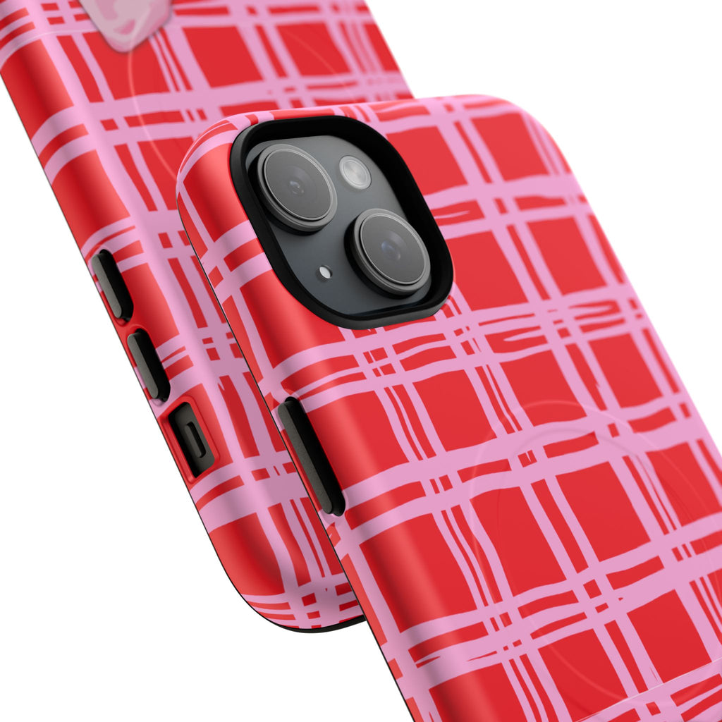 Pink Bow Red & Pink Pattern Tough Magnetic Case