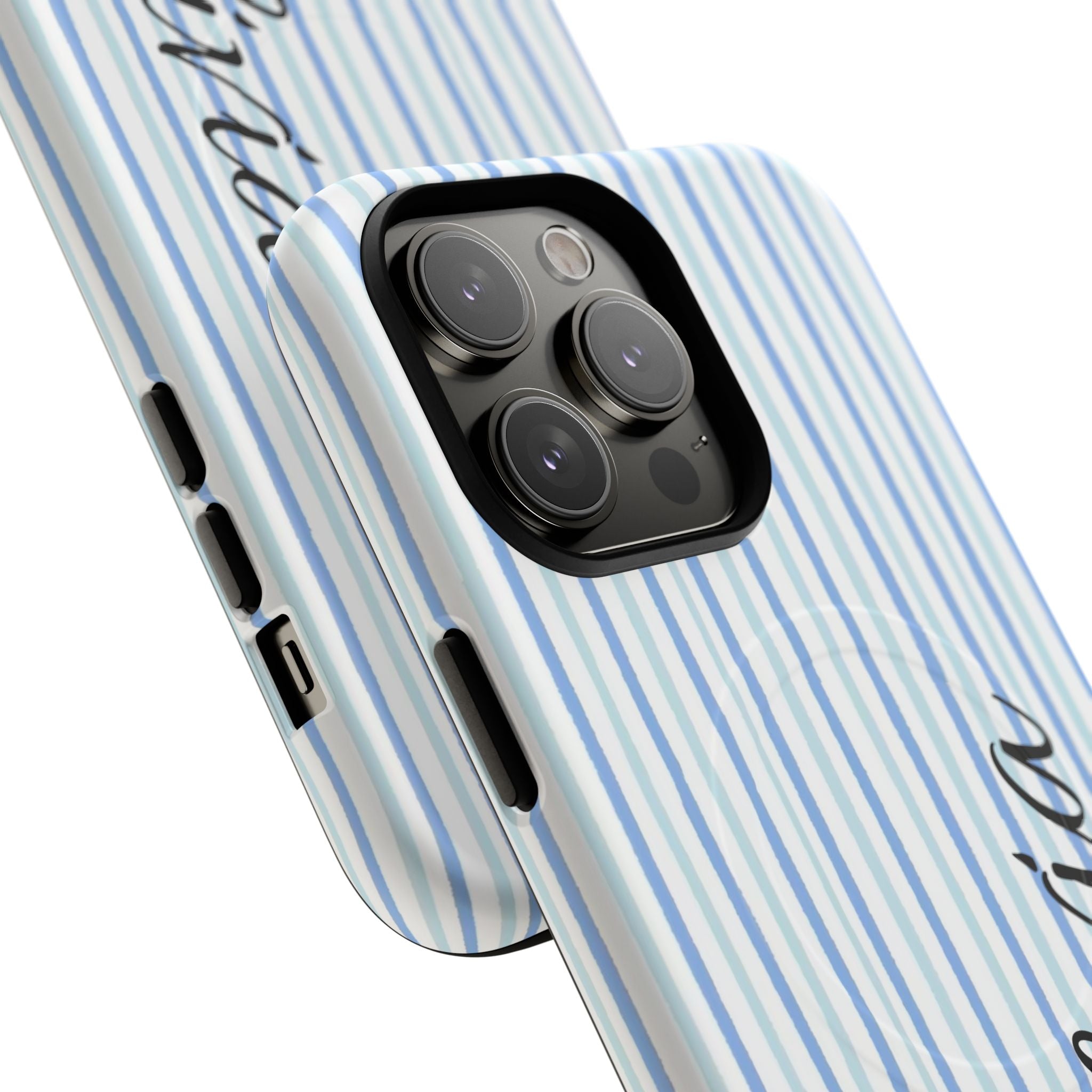 Personalized Light Blue Striped Tough Magnetic Phone Case