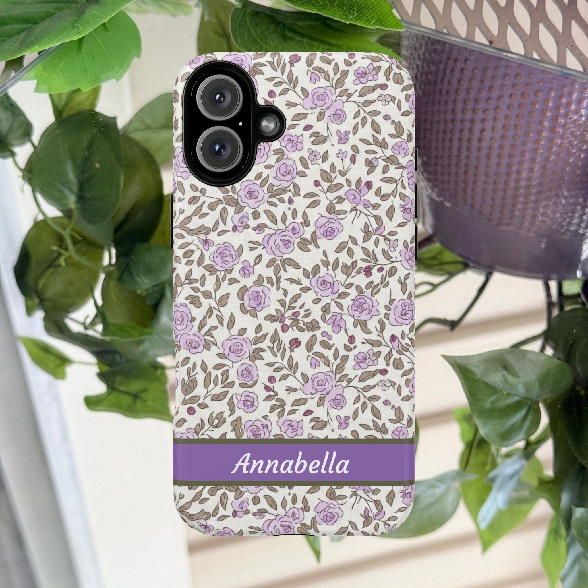 Personalized Lavender Floral Tough Magnetic Case