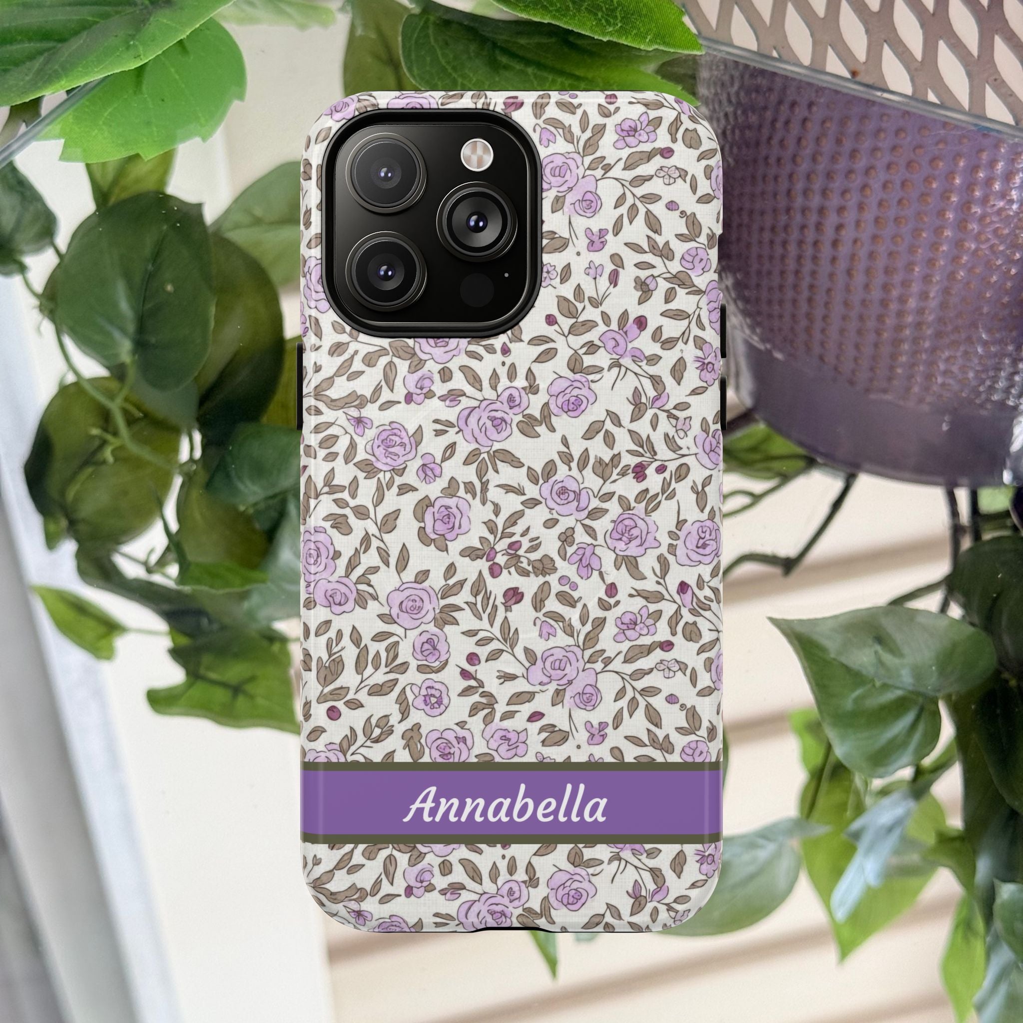 Personalized Lavender Floral Tough Magnetic Case