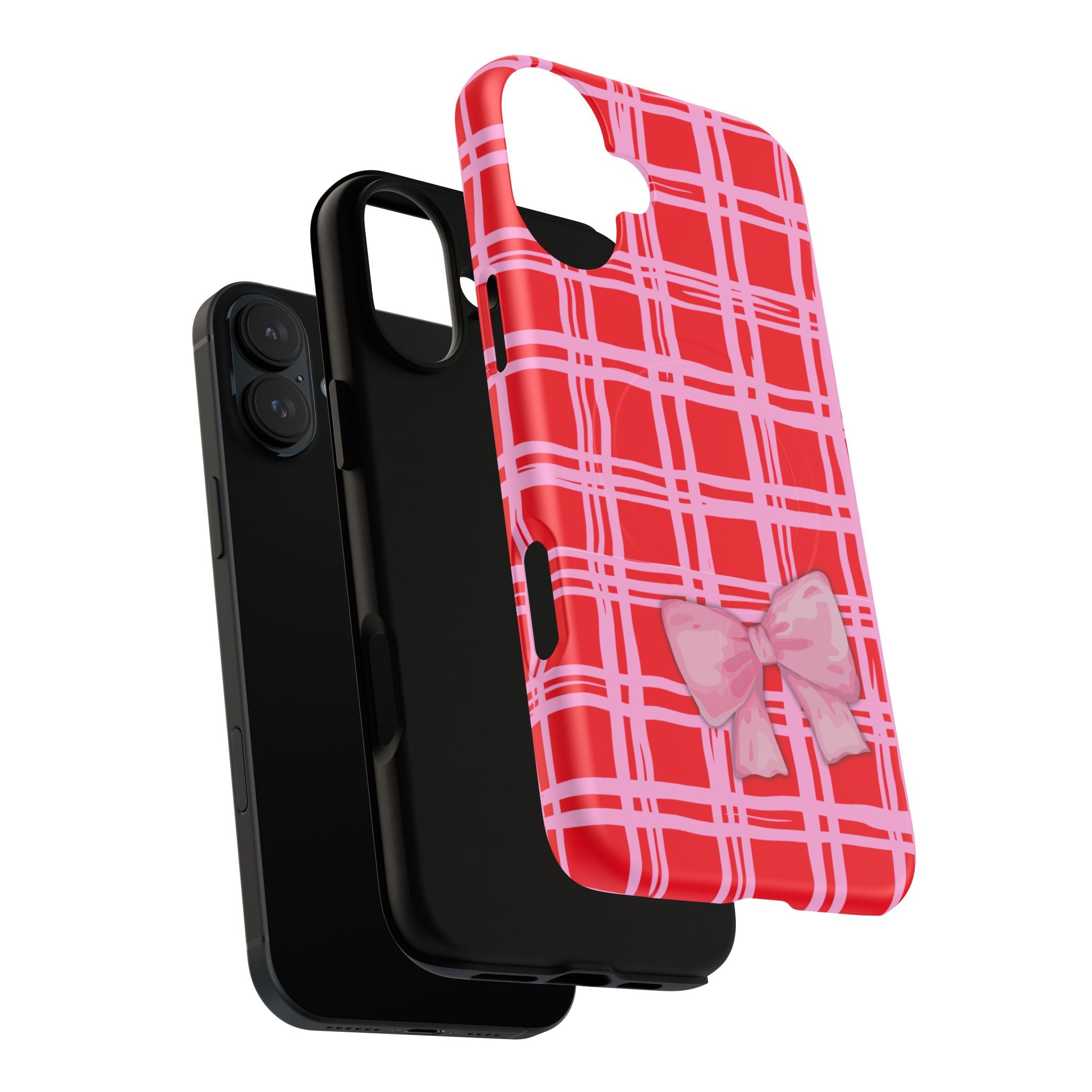 Pink Bow Red & Pink Pattern Tough Magnetic Case