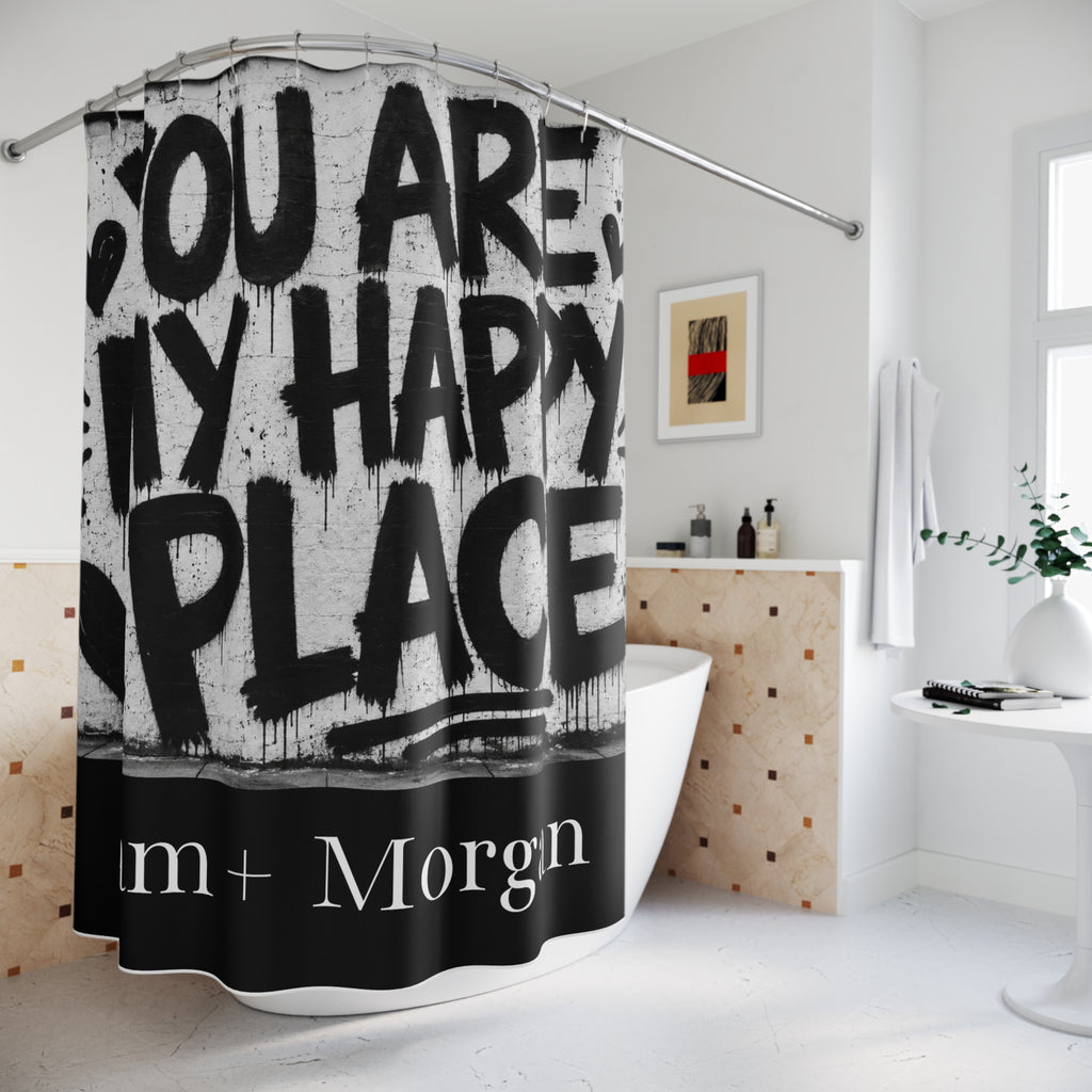 You Are My Happy Place Shower Curtain Romantic Bathroom Decor