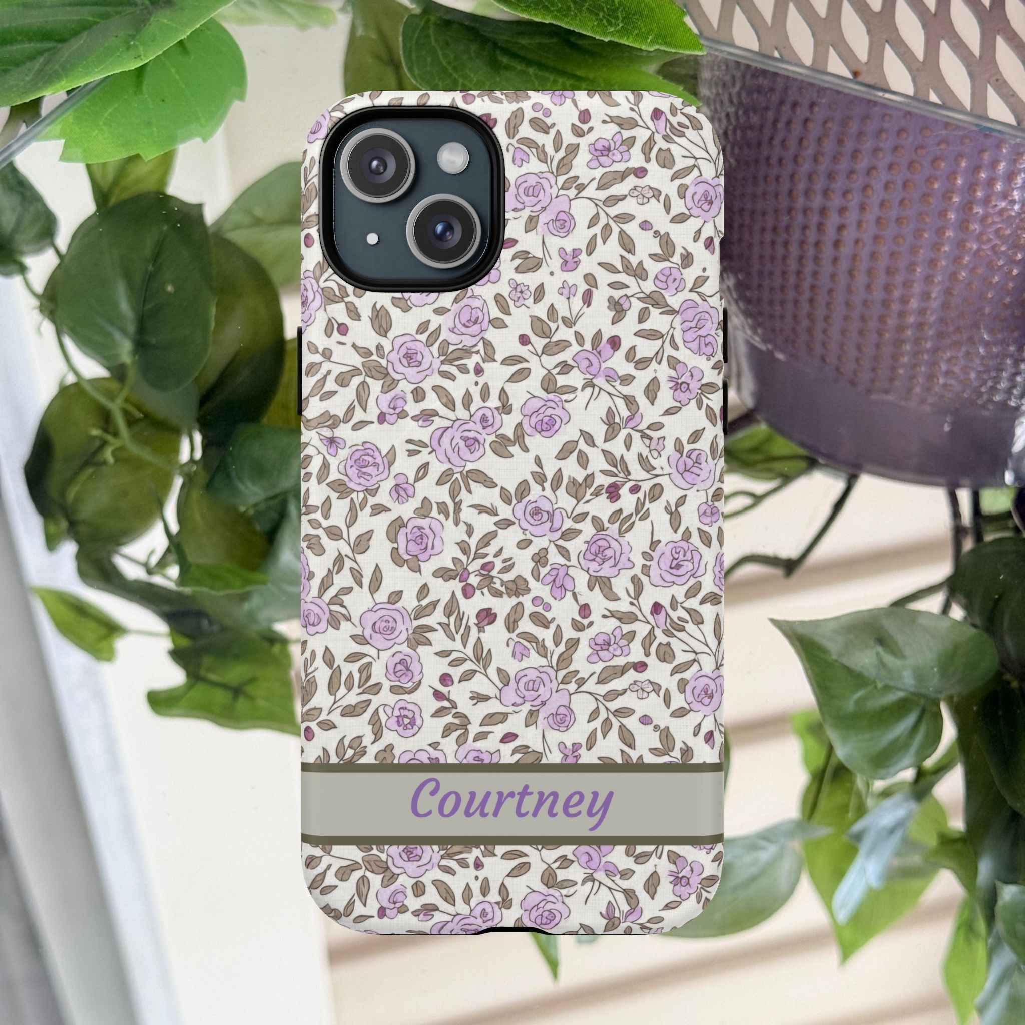 Personalized Lavender Floral Tough Magnetic Case